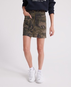 Superdry Cipzár Through Micro Mini Női Szoknyák Zöld/Camo | AOQMG8695